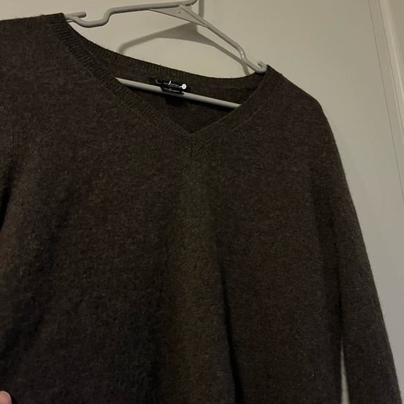 Bloomingdale's Chocolate V-Neck Sweater - Picture 3 of 3